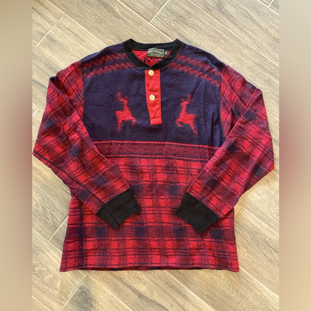 Authentic Dry Goods Polo Country Ralph Lauren Green Label 100% Cotton Reindeer!